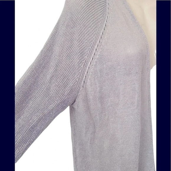 Ann Taylor Loft Linen Blend Ice Blue/Gray Open Front Cardigan Sz L - Picture 2 of 5